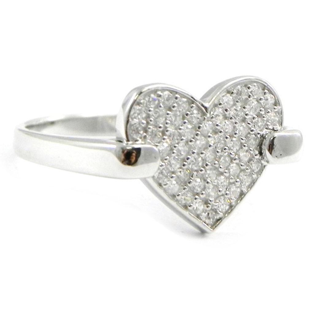 Silver Ring 'Love' Silvery White (rhodium) - 12x12 Mm