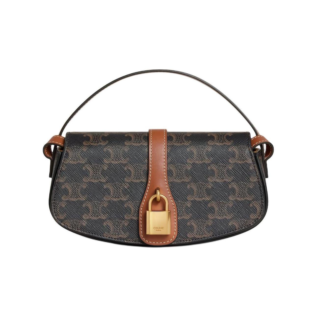 Celine Women's Clutch On Strap Tabou In Triomphe Canvas Tan Clutches 10I592dq2-04Lu