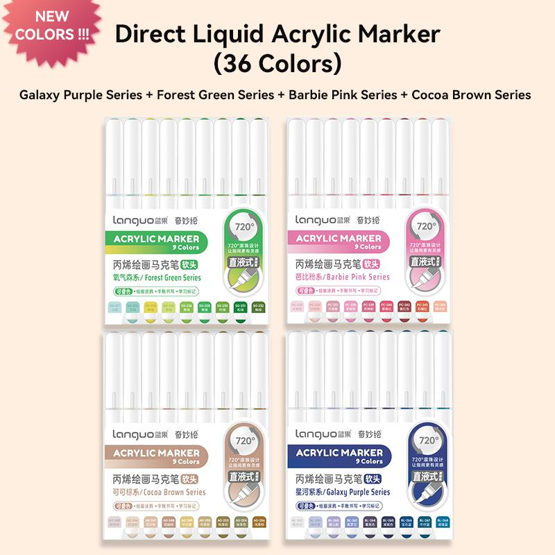 207Colors LANGUO Direct Liquid Acrylic Markers Soft Brush Paint Pen for Manga Graffiti Painting Rock Stone School Art Supplies