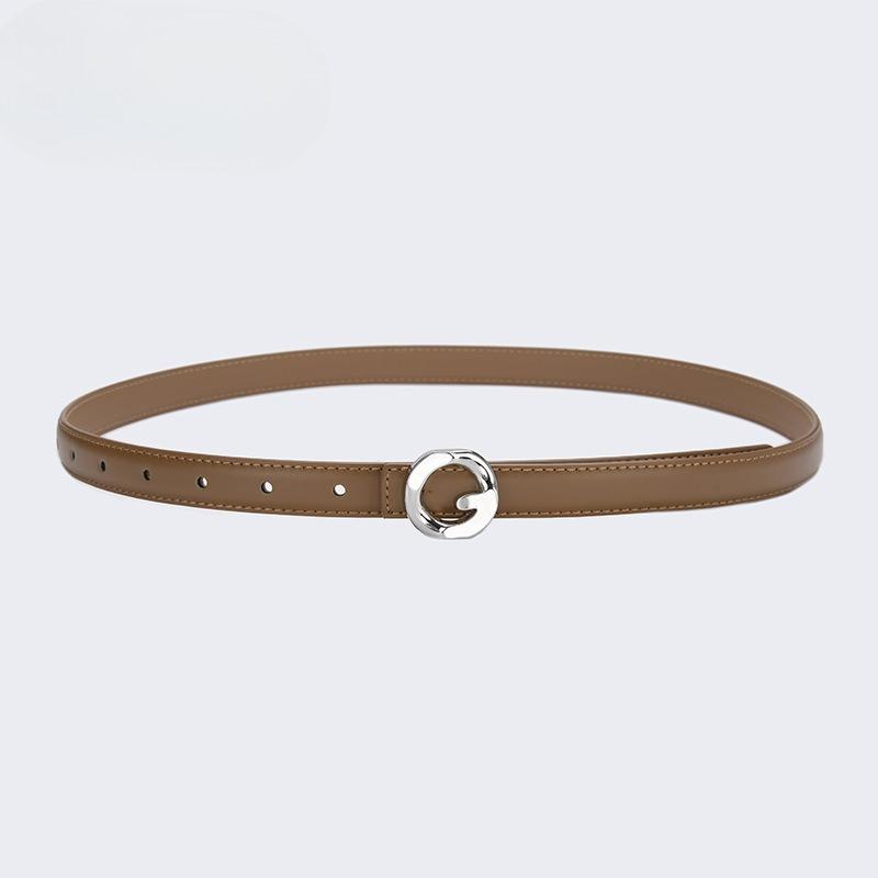 Genuine Leather Belt for Women Summer Decorative Jeans Trousers Versatile Fashion Black Simple Delicate Retro Ins Style Belt