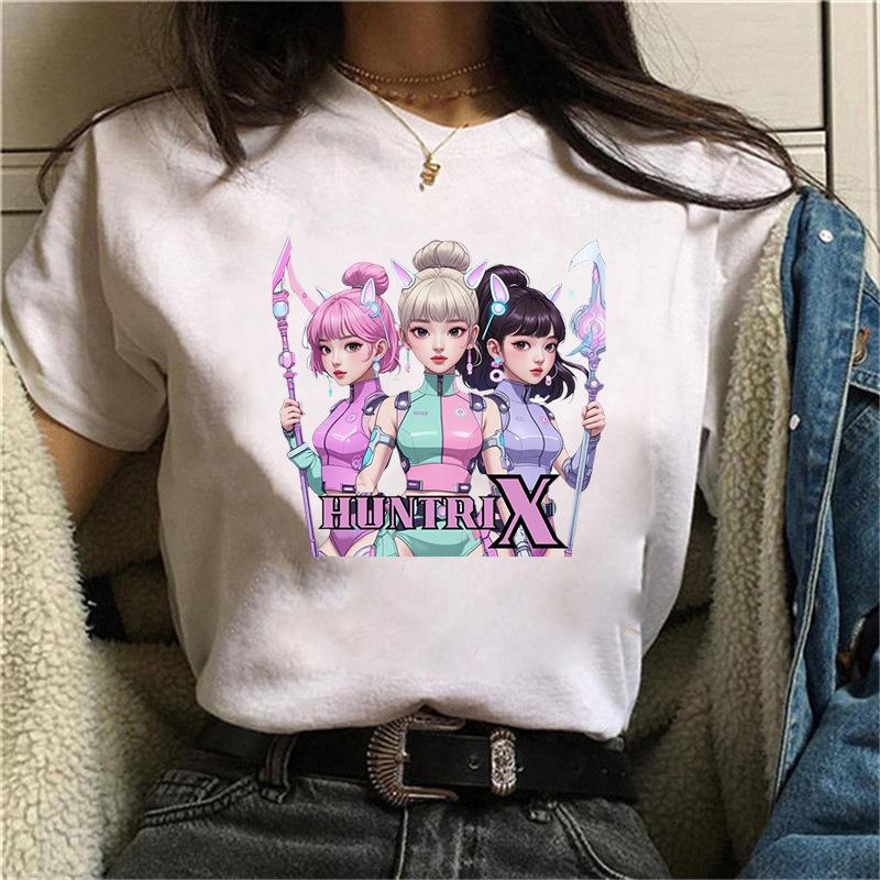 Dámské letní KPop Demon Hunters Grafické tričko Stylové Streetwear tričko s potisky postav Rum Mira Zoey Trendy ležérní