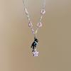 Black Cat Pink Star Beaded Necklace Female Summer Hottie Cute Versatile Accessories Design Sweet Cool Collarbone Chain