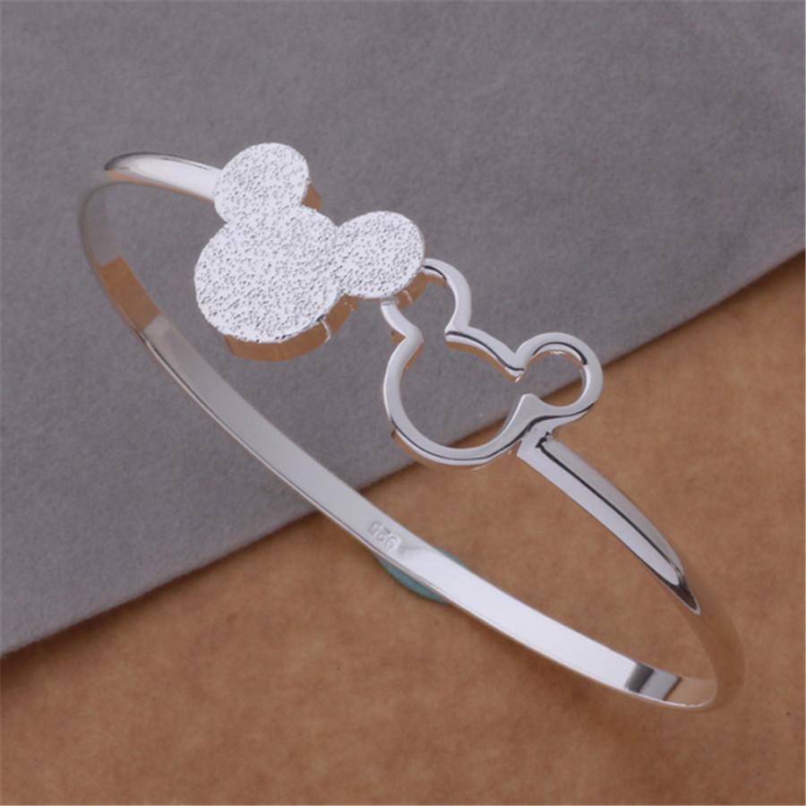 925 sterling Silver open bangle women lady noble nice bracelet fashion charm jewelry wedding  party