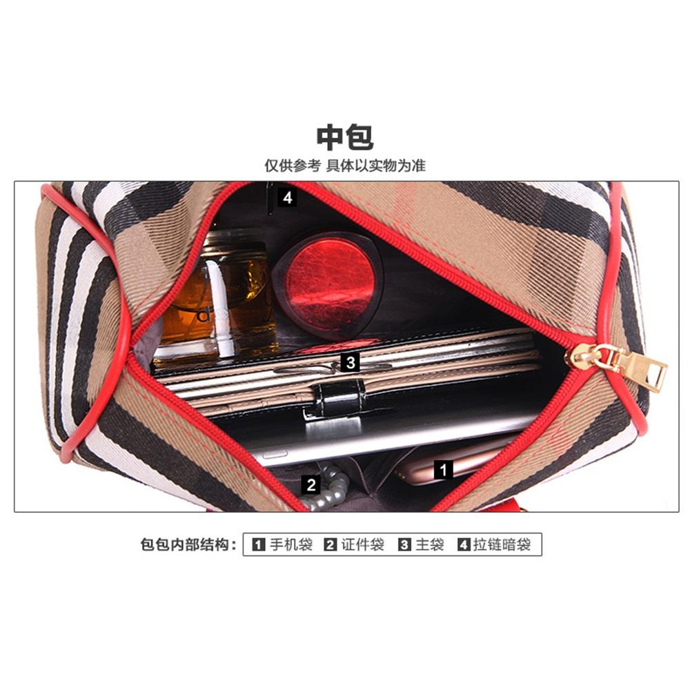 Karierte Leinwand Schwiegermuttertasche Sechs-teiliges Set Hand-Schultertasche Damen-Tasche