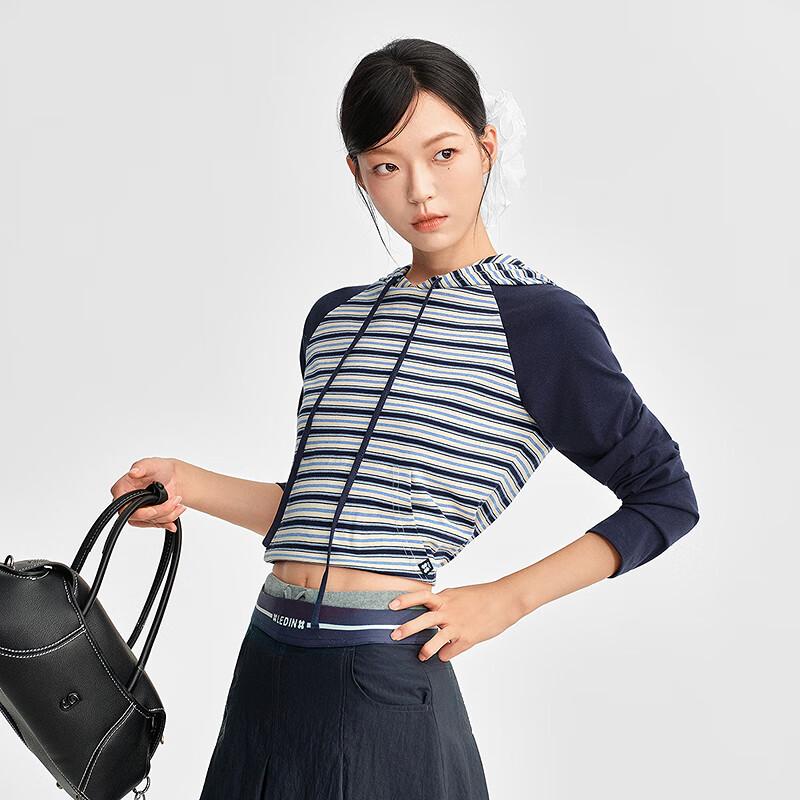 Ledin Light Active Series Striped Raglan Hooded T-Shirt L