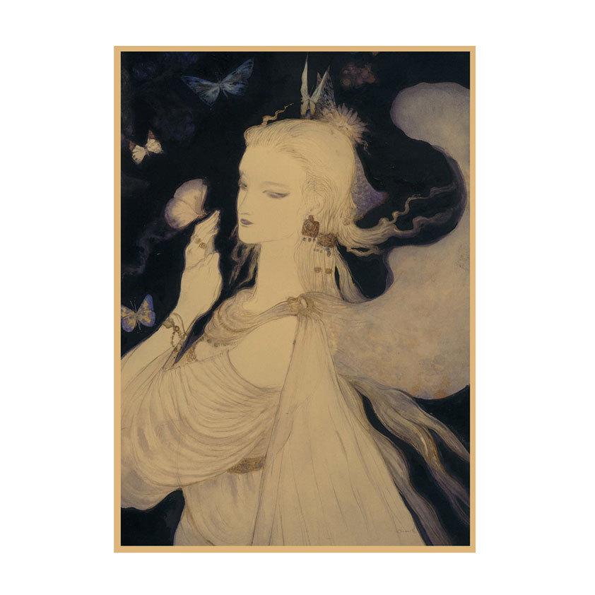 Yoshitaka Amano Retro Japanese Illustration Poster for Bar & Restaurant Wall Decor