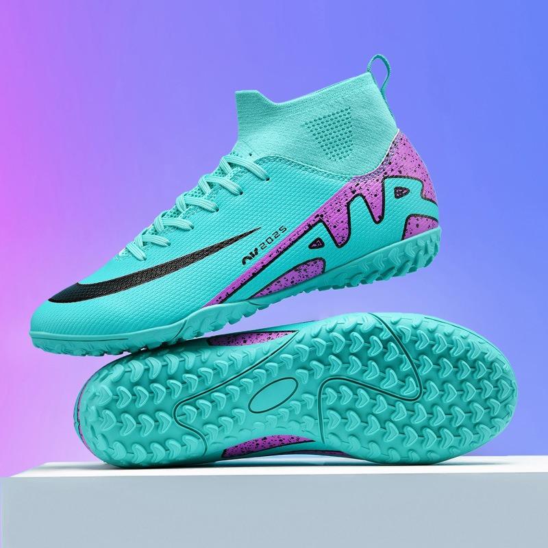 High-top mandarin duck football shoes, broken nails, lawn spikes, boys, girls and teenagers training shoes