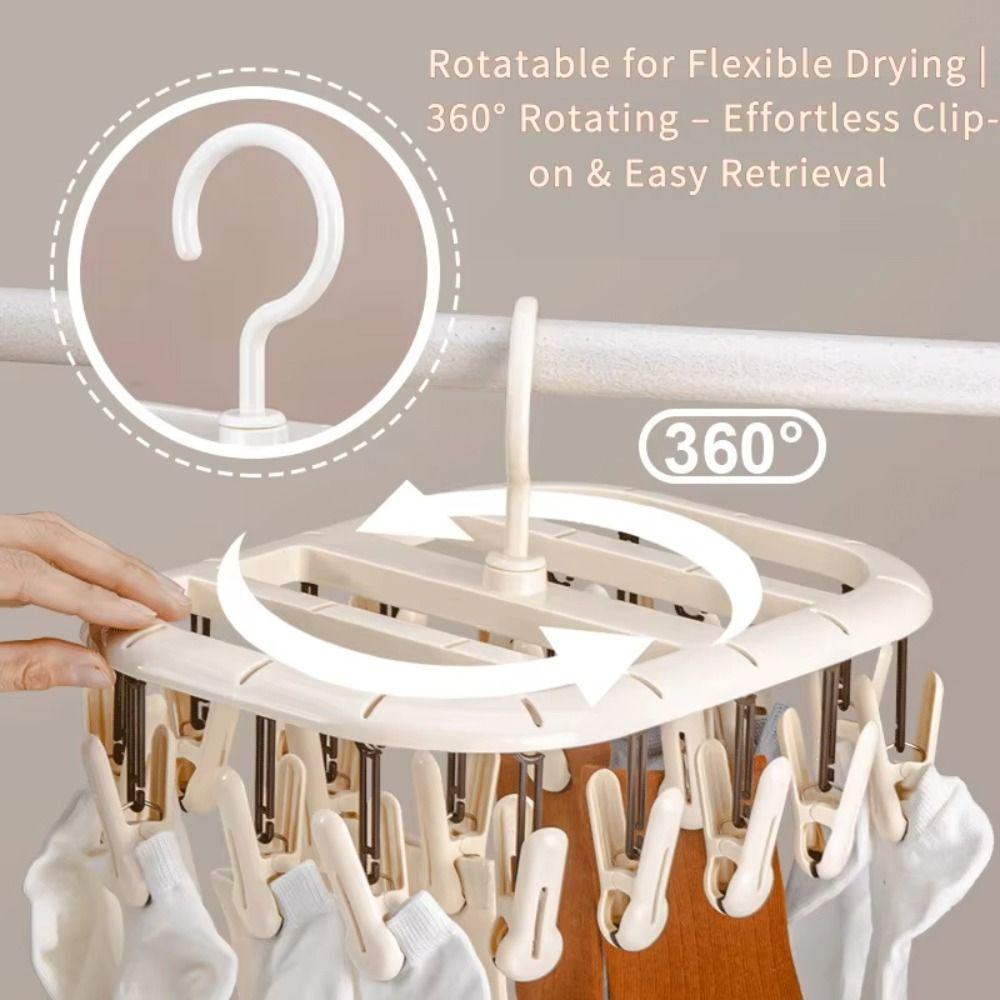 Thickened Design Sock Drying Rack 12/20 Clips with Extended Rod Hanging Underwear Clips Multi-functional Space Saving
