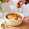 Ceramic Double-Handled Large Soup Bowl with Lid - High-End Design, Ideal for Home Use, Sauerkraut Fish, and Commercial Soups.