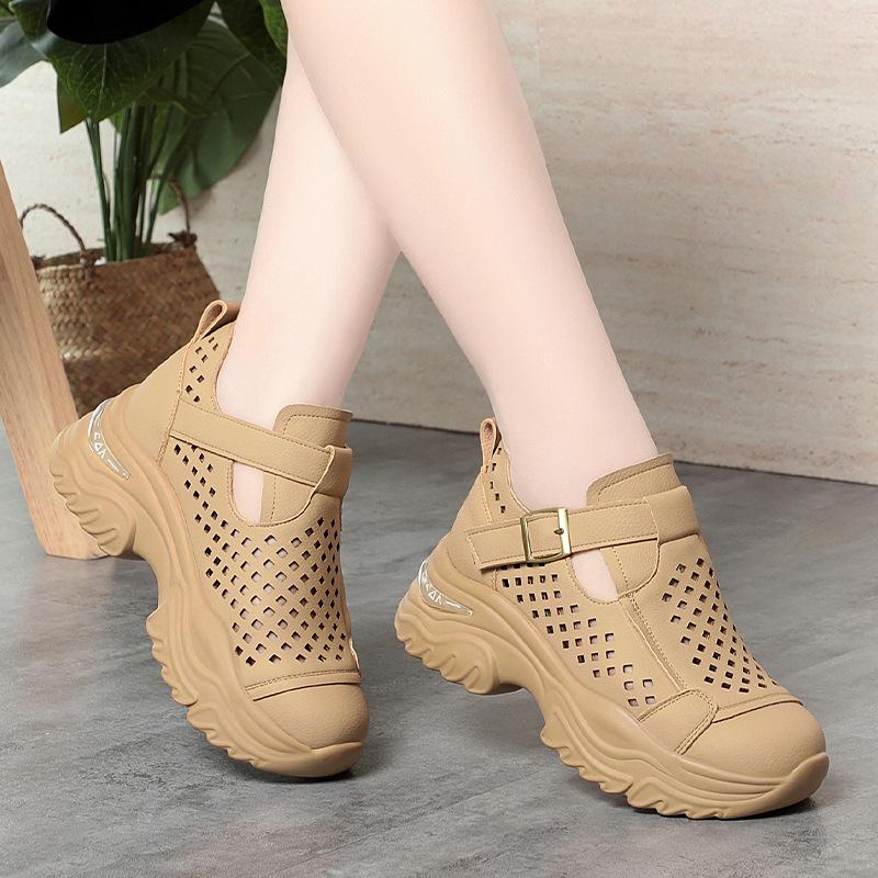 Summer Casual Shoes For Women Thick Soles Women's Lightweight Soft Soles Travel Hollow Breathable Sandals Comfortable And Simple
