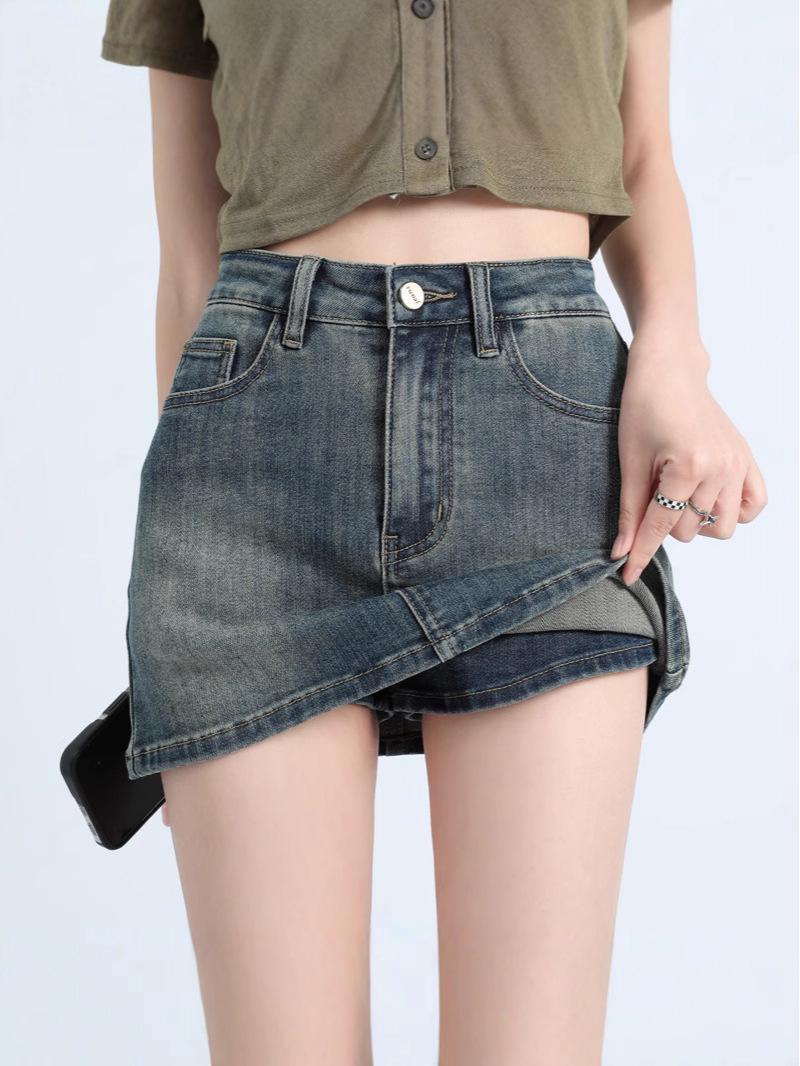 

Women s High Waist Retro Denim Bodycon Mini Skirt XL синий