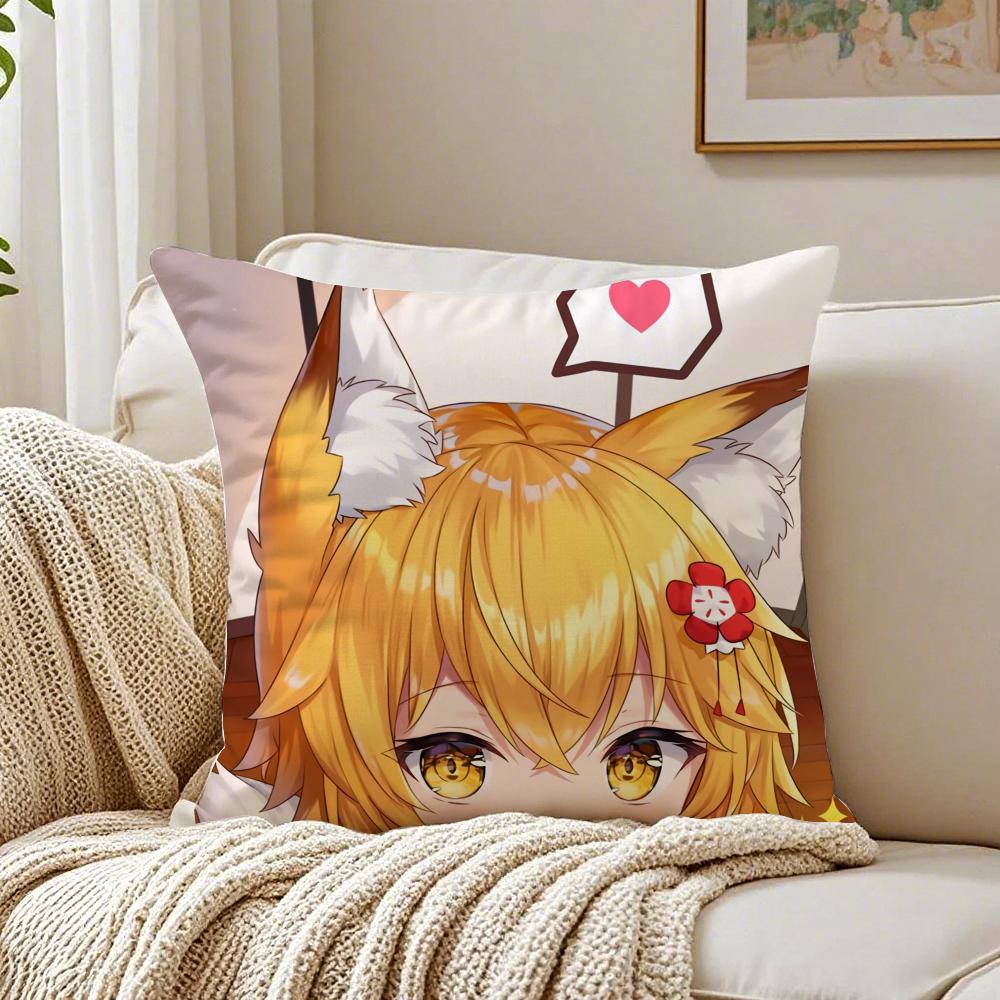 Cute Japanese Anime TThe Helpful Fox Senko San Cushion Cover Pillowcase Antidustmite Living Room Sofa Decor Cushion Room