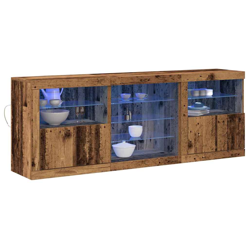 LED Sideboard Reclaimed Wood Look 181.5 x 37 x 67 cm Engineered Wood