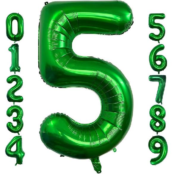 40 Inch Dark Green Number 5 Balloon Large Size Giant Jumbo Digit Mylar Foil Helium Dark Green Balloons for Birthday Party Celebration Decorations