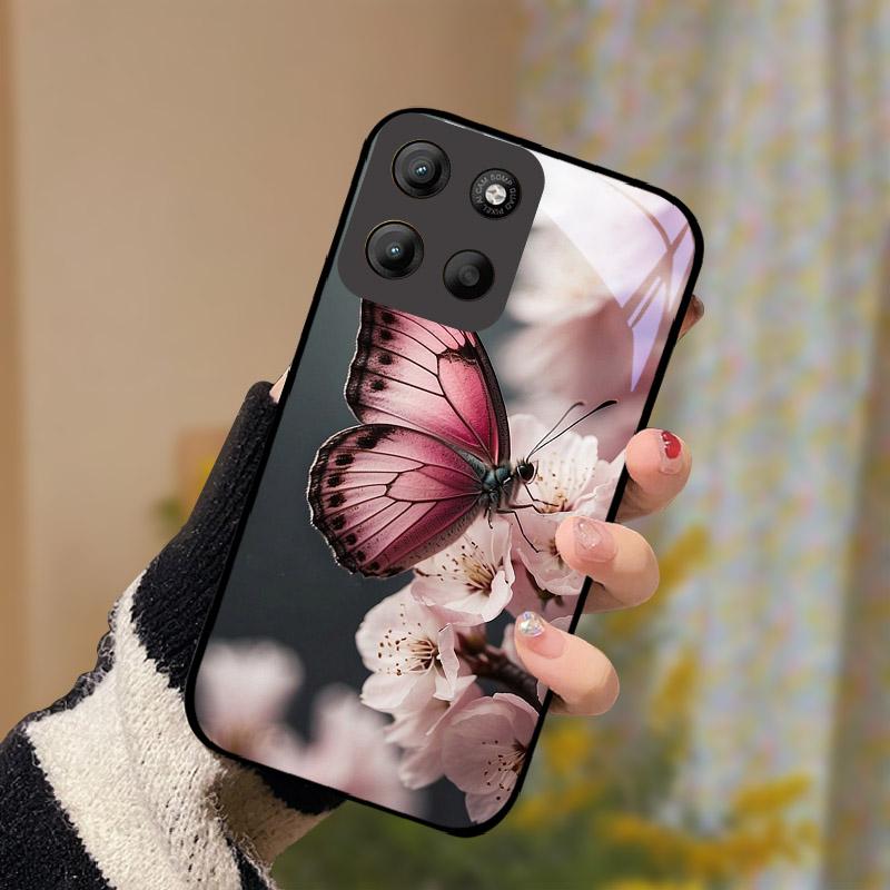 Para Motorola Moto G15 Capa Vidro Temperado Anti Queda Capa de Telefone Para Moto G 15 MotoG15 Capa Protetora Resistente a Choques Concha Dura de PC Bumper Traseiro