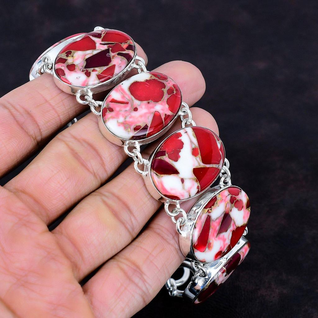 Kingman rotes Mohave Kupfer Türkis Armband 925 Sterling Silber Armband verstellbare Kette Armband Edelstein handgefertigter Schmuck Geschenke für Mama