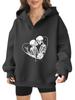 2025 new European and American Halloween women's hooded sweater front and rear pattern winter fleece loose casual
