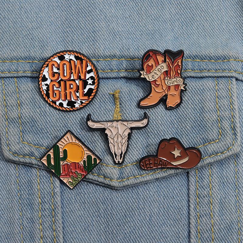 Punk Gothic Enamel Pins 4-7 Pcs/set Cute Ghost Halloween Cool Cowboy Brooches Lapel Badges Jewelry Gift for Fans Friends