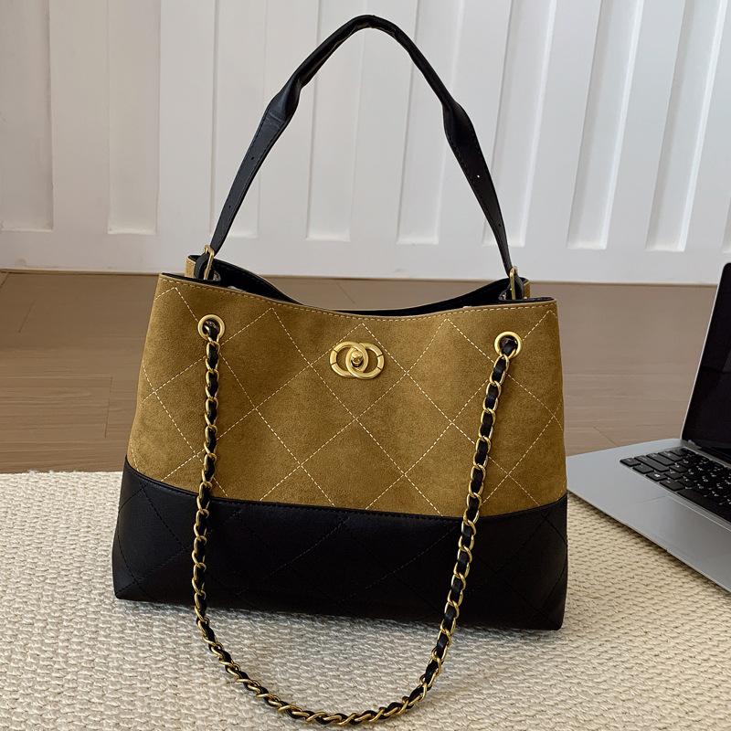 Retro Suede Portable Commuter Bag Women's 2025 New Trendy Fashion Tote Bag Versatile Large-capacity Bucket Bag