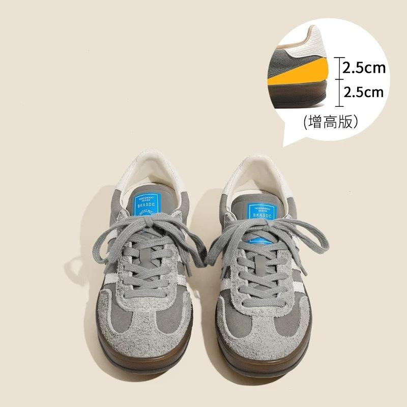 Retro style shoes striped lace-up casual women's shoes versatile leather splicing