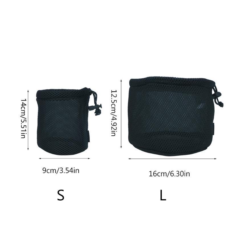 Multipurpose Drawstring Bag Outdoor Camping Pots Storage Bag Black Nylon Mesh Bag Tableware Organizers Easy To Use
