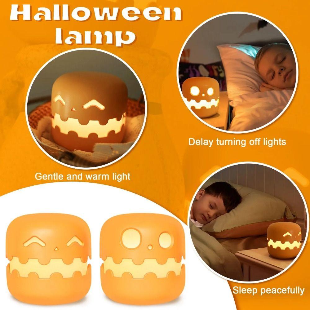 Push Type Pumpkin Night Light Auto-off Timer Mini Pumpkin LED Lantern Halloween Pumpkins Lamp  Desk