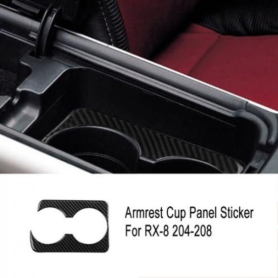 Carbon Fiber Armrest Water Cup Holder Panel Cover Trim For Mazda RX-8 2004-2008