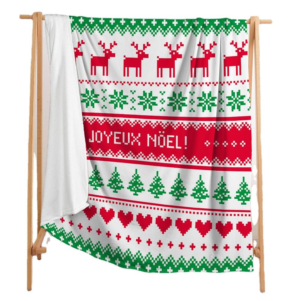 Blanket Small Fresh 3D Digital Printed Blanket Christmas Flannel Blanket Single Layer Blanket