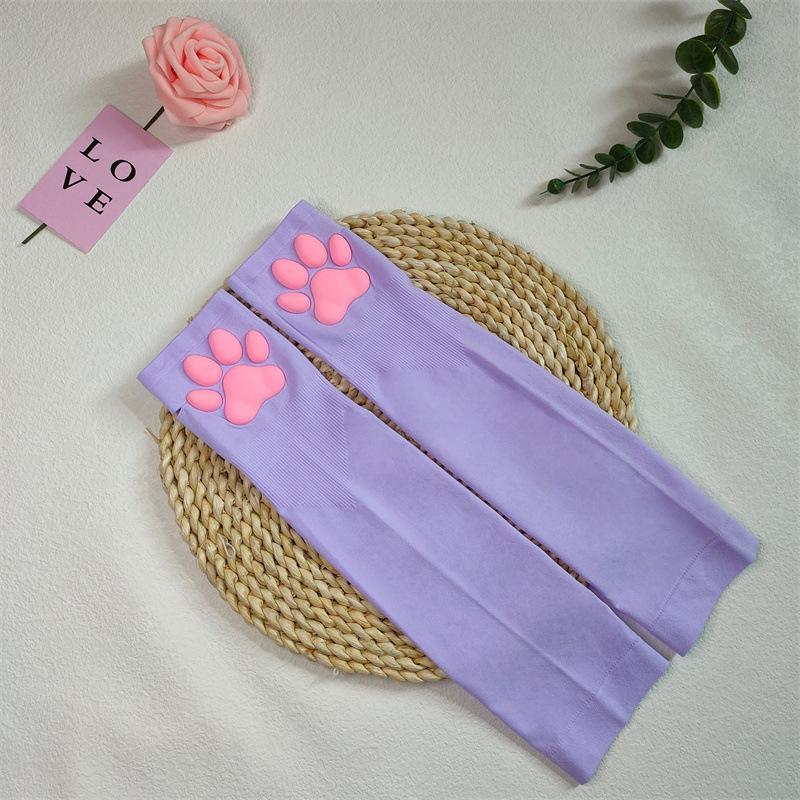 3D Cat Paw Silicone Thigh-High Socks - Cute Anime Lolita JK Style
