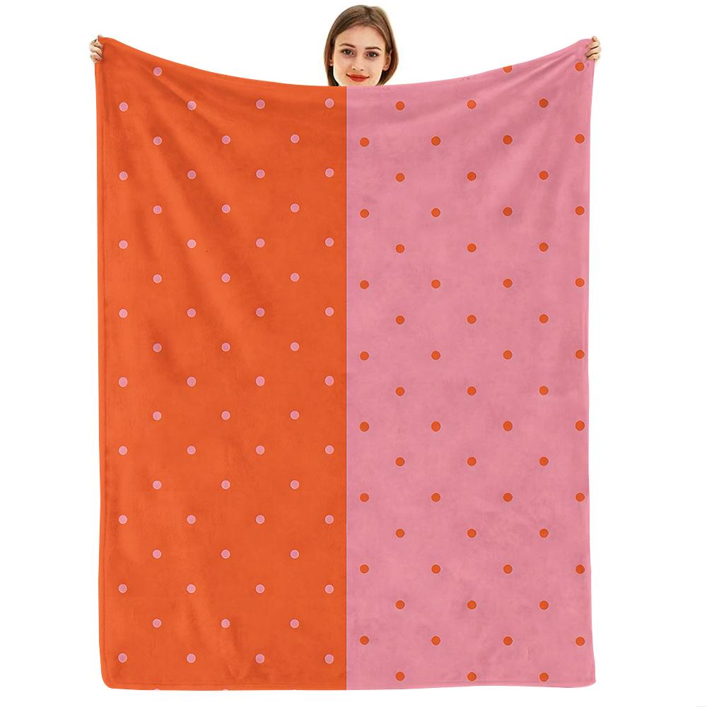 Two Tone Oval Dot Anime Cartoon Flannel Blanket Soft Warm Throw for Bedroom Sofa Car Kids Holiday Gift