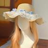 Breathable Lace Brim Sunshade Cap Elegant Outdoor Beach Hat Woman's Straw Hat  Casual Wear