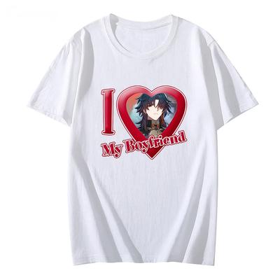 Honkai Star Rail T-shirt I Love My Girlfriend Tshirts 100% Cotton Tees Unisex O-neck Clothes Graphic T Shirts Loose Short Sleeve Unisex