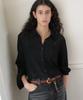 NOIRER FOR WOMAN Cotton Crochet Slim Shirt (Black)