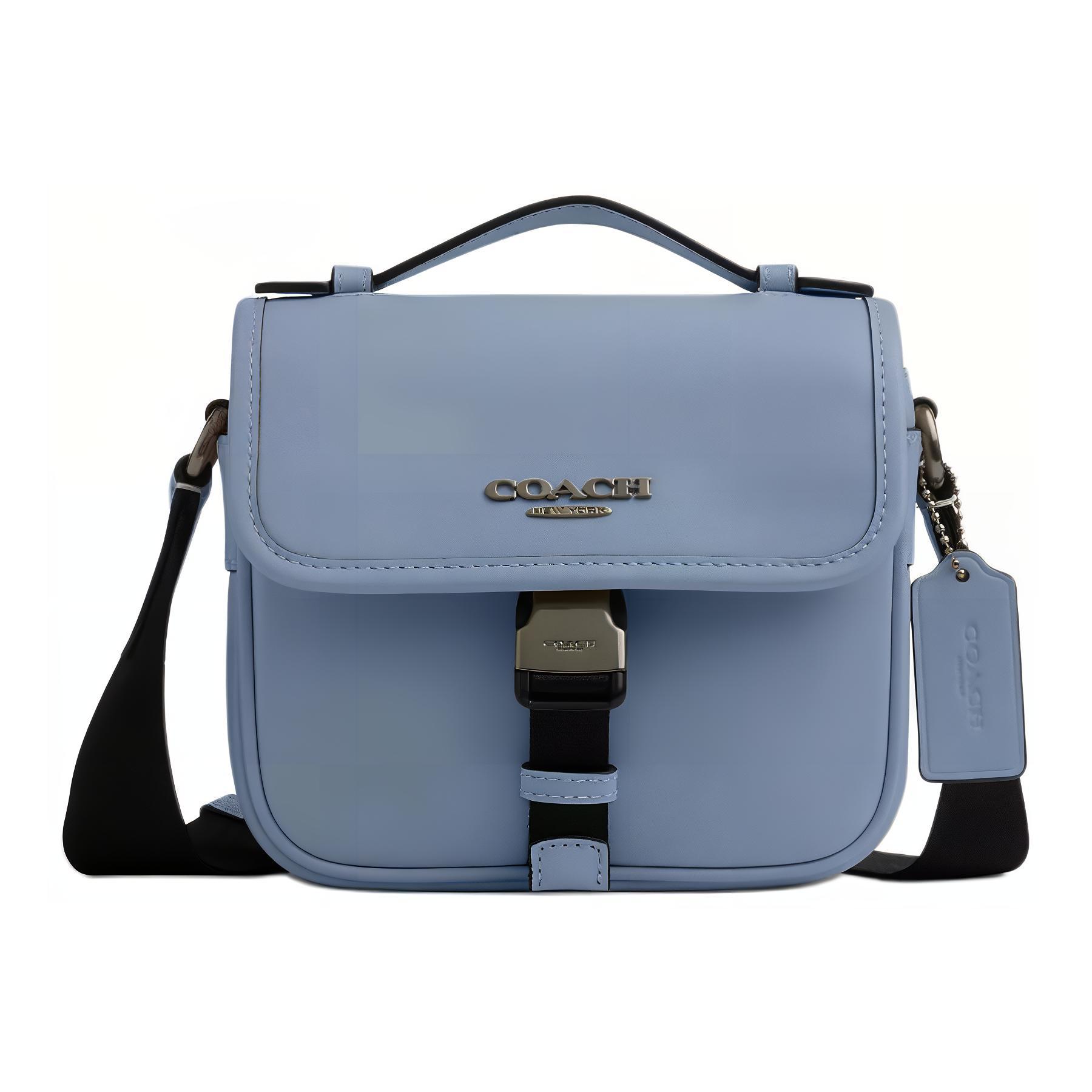 

Coach Racer 17 Adjustable Shoulder Strap Metal Hardware Small Calfskin Crossbody Bag Men crossbody bag Aqua Gold CCV99-QBP3K Basic Set (Bag+Dust Bag)