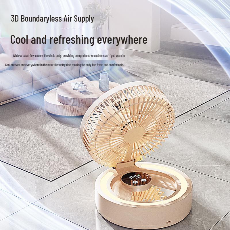 Foldable USB Fan with Mirror: Compact Multi-Functional Fan for Home, Office, or Dorm.