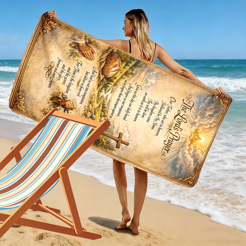 The Lord's Prayer Vintage Design Beach Towel Quick-drying for Travel Outdoor Sports Jogging Beach and Swimming