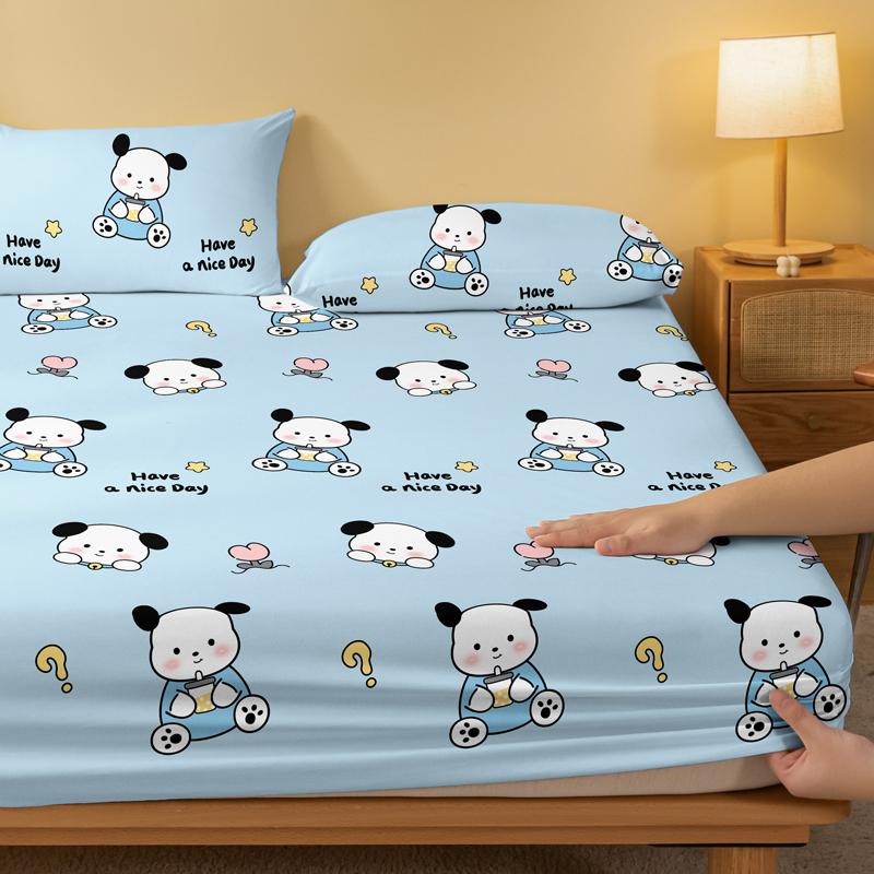 1 Cartoon Niedliches Tier Hund Gedrucktes Mattes Spannbettlaken, Schlafzimmer Gedruckte Bettdecke, Bettwäsche (Ohne Kissenbezüge)