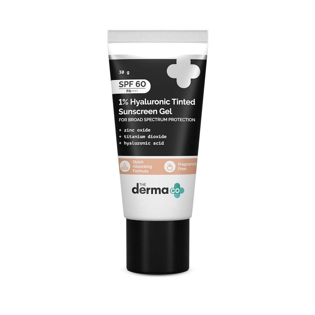The Derma Co 1% Hyaluronic Tinted Sunscreen Spf 60 Gel, Pa++++ 30g