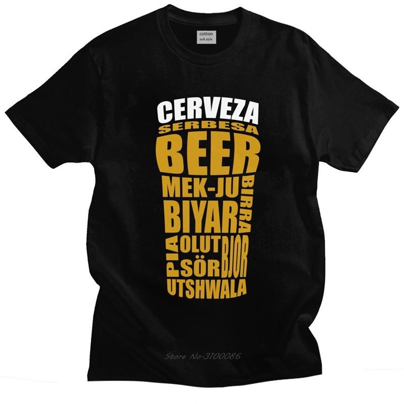 Beer Translations T Shirt for Unisex Cotton Leisure Tshirt Short Sleeves Alcohol Drinking Tee Tops Fashion Slim Fit Clothing