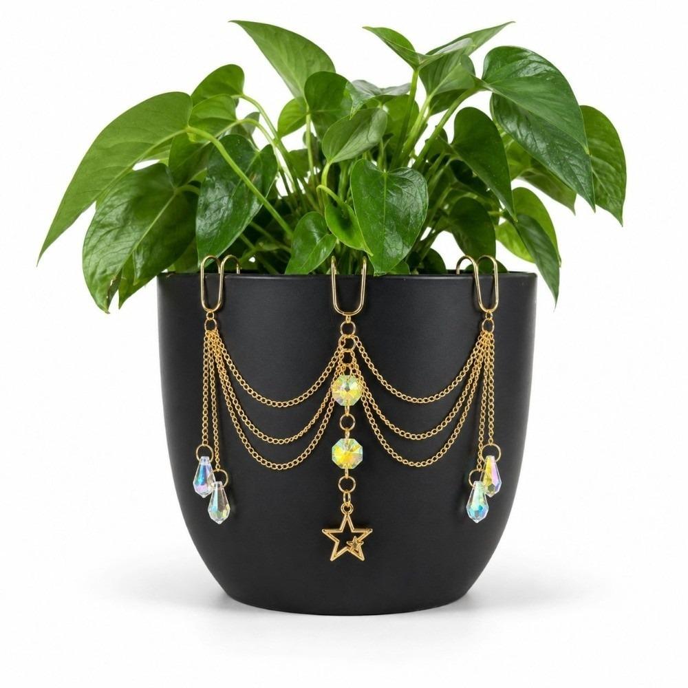 Reflective Crystal Sun Catcher AB Iridescent Rhinestone Plant Pot Decoration Garden
