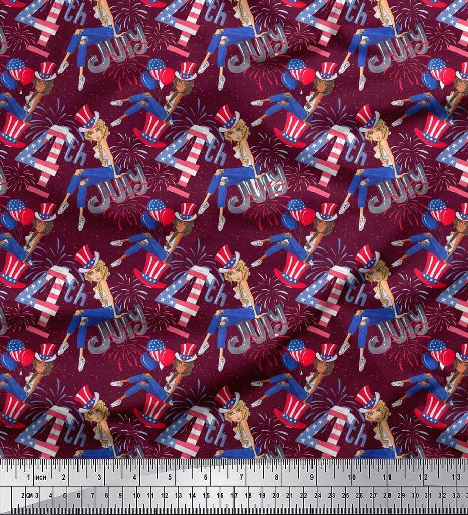 Soimoi Black Japan Crepe Satin Fabric Women,Balloon & Firecrackers Party Print Fabric by the Metre 42 Inch