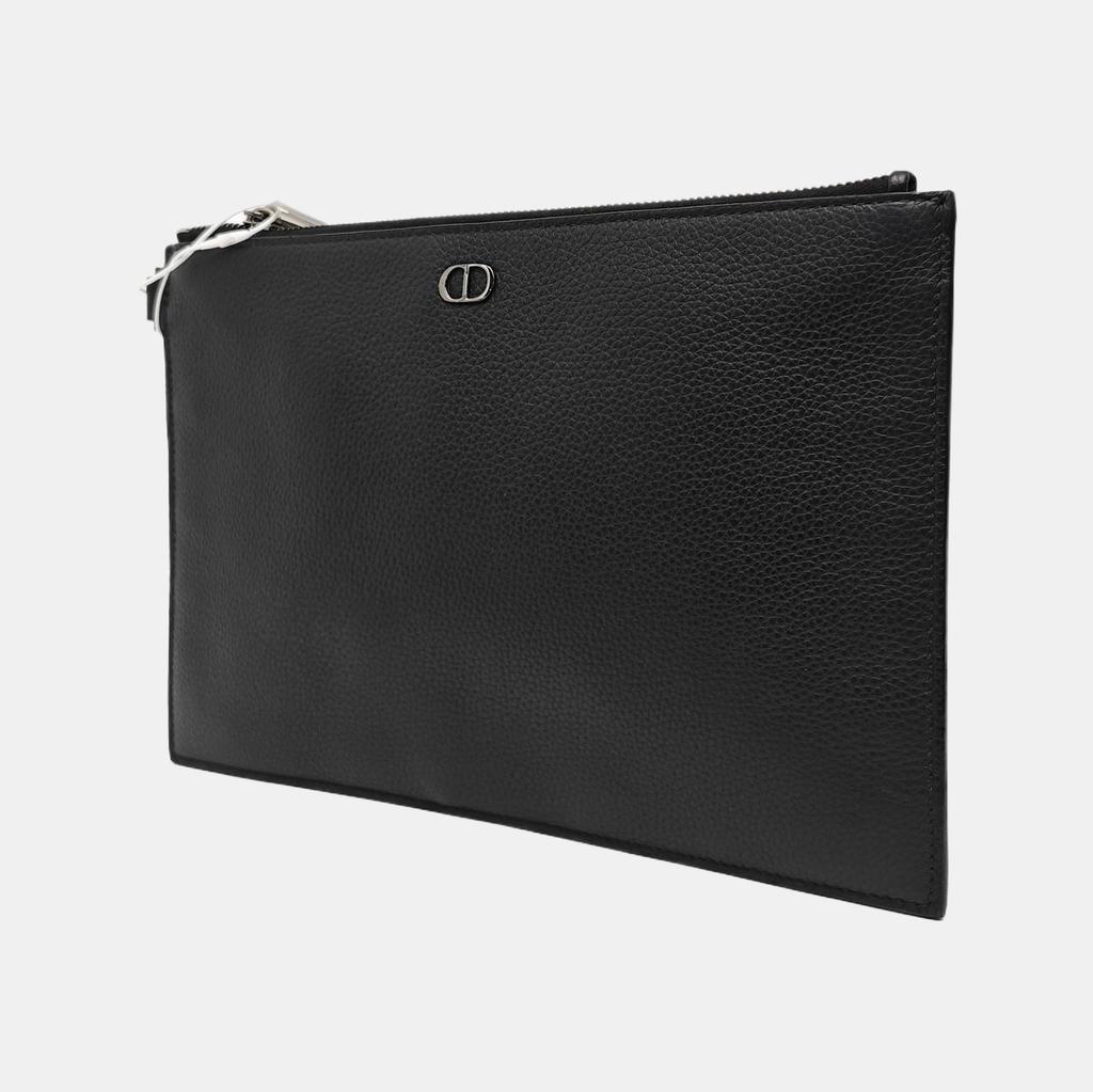 [Pre-Owned] Cd Icon Logo Zip A5 Grain Leather Wallet Clutch - Excellent #WL1RC1