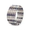Bracelet - Pearls &amp; Colors - 3-4 mm Rondes - Perle Blanche, Grise &amp; Noire - Argent 925 - Qualité AAA+ - Femme