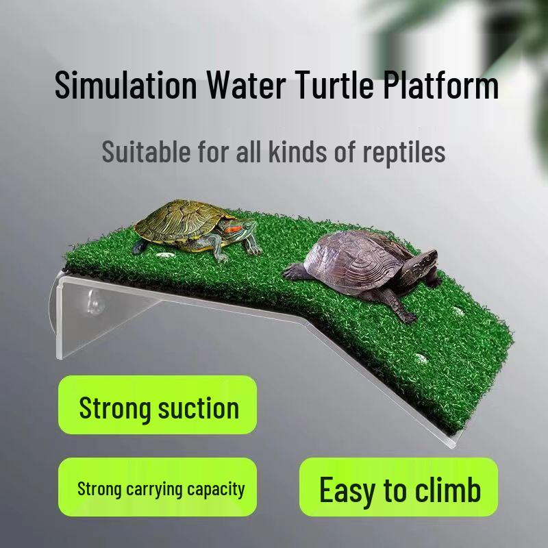 Turtle Tank Basking Platform with Climbing Slope and Ladder for High Water Levels