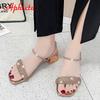 Aphixta 5cm Quadratabsatz Sandalen oder Pantoletten Damen Pantoletten Design Bling Luxus Kristalle Diamanten Hausschuhe Damenschuhe