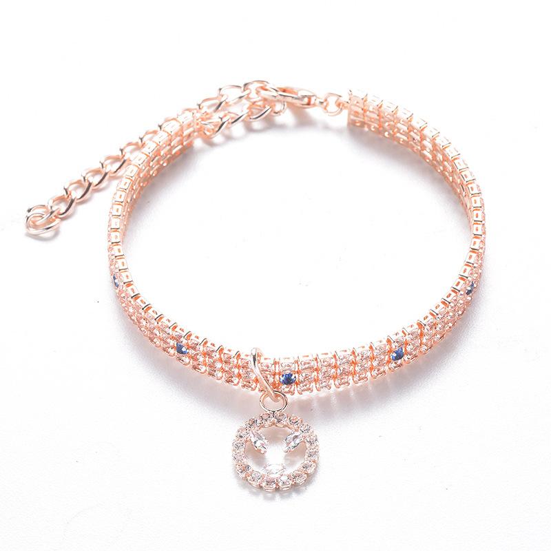 Pet Supplies, Colorful Crystal Necklace, Smiling Zircon, Three Row Diamond, Cat and Dog Accessories, High-end, Dog Gift