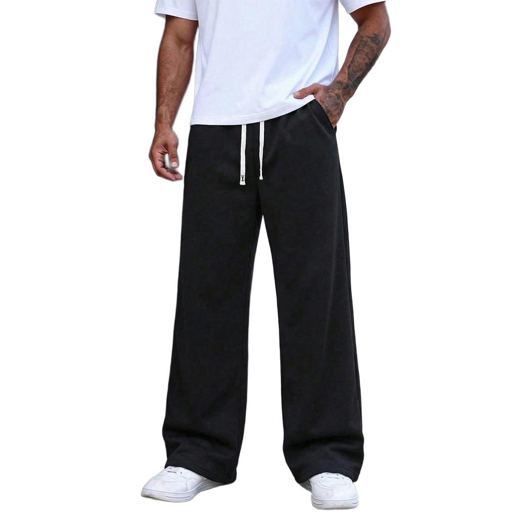 Pantalon de survêtement décontracté à jambe droite de couleur pour homme