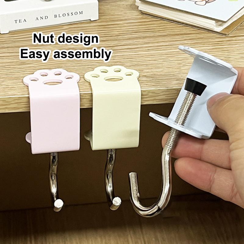 Cat Claw Hook Adjustable Desk Edge Hook Bag Hook Table Side Hanging Storage Rack Headset Desk Hanger School Home Universal Hook