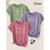 3 Pack Yoga Master Cat Fun Animal Print Women Loose Short Sleeve T Shirts Summer Autumn Leisure Fashion Tops