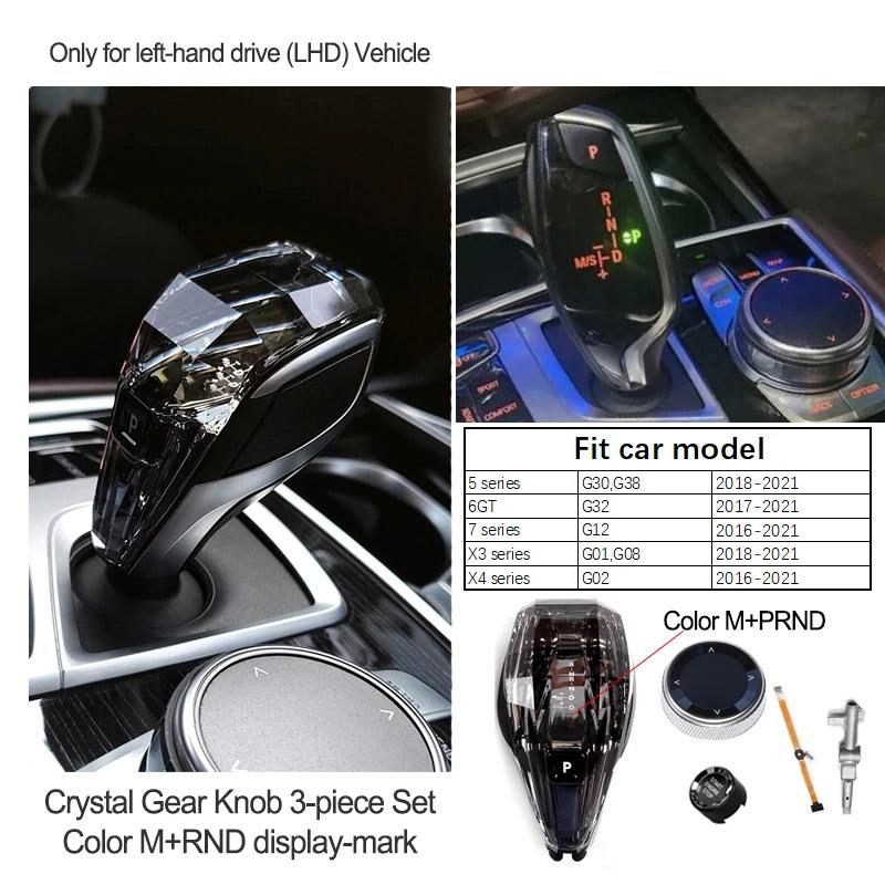 3 Piece Set Crystal Gear Shift Knob Lever Stick Handle for BMW 3 5 6 7 Series X3 X5 X6 F30 G15 F01 G20 G05 G21 G28 G30 G31 G38 T6